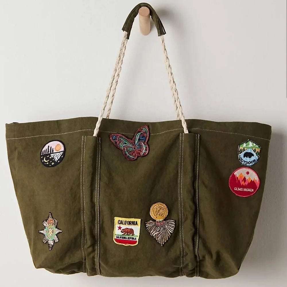 NWOT Free People Been There Badge Tote Bag